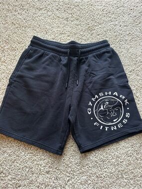 Gymshark Black fleece Shorts with White Logo